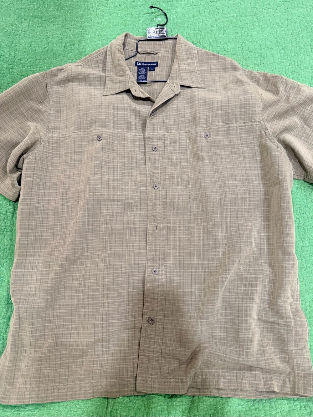 5.11 Tactical Men's Short Sleeve Button-Up Shirt - Tan Plaid